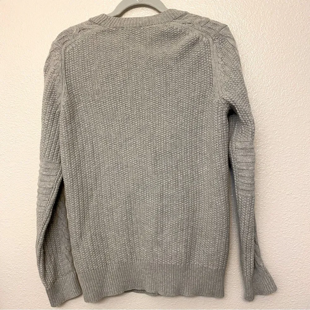 GAP Designed & Crafted Cable Knit Wool Cardigan Gray Button Front Sweater MP